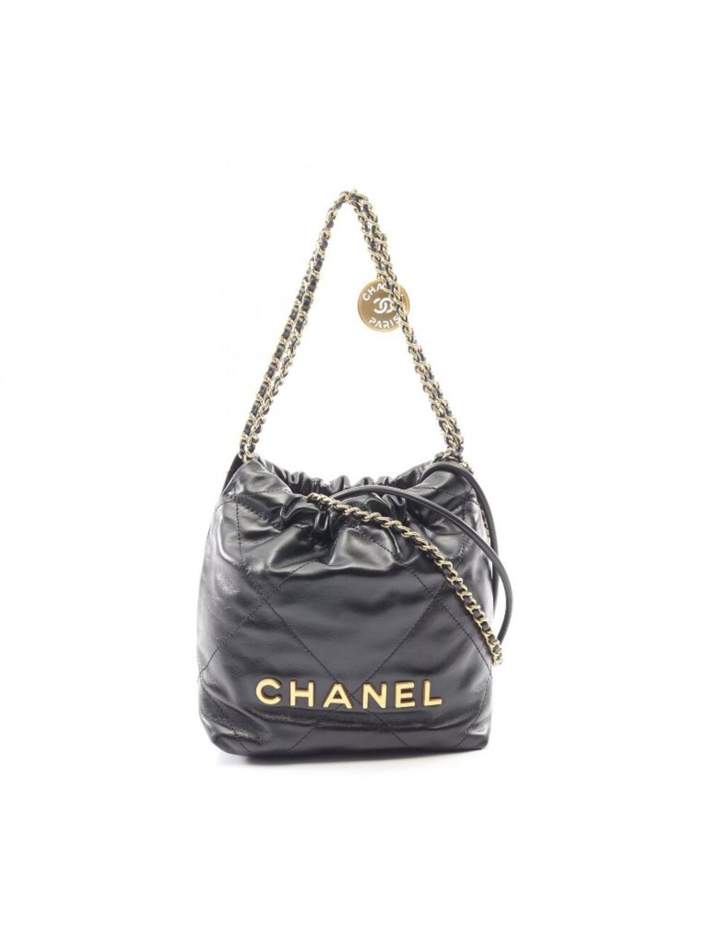 Chanel Shoulder Bag 22 Mini Black Leather 22 Quilted Chain
